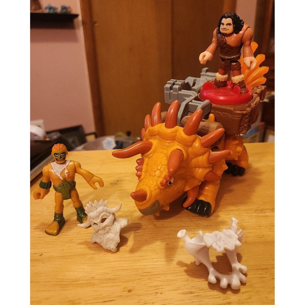 Imaginext Caveman Combat Catapult Triceratops Dinosaur & Cavemen